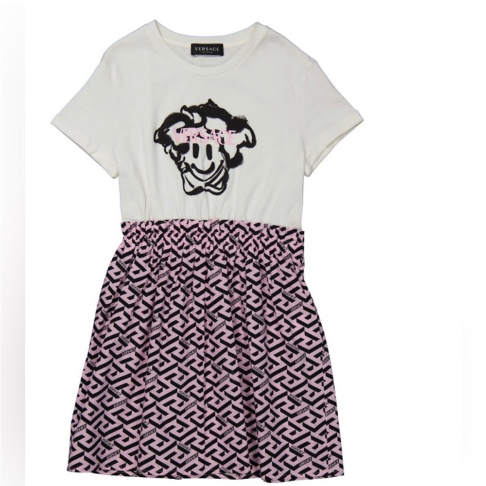 Versace Ivory and Pink Patterned Dress size 6